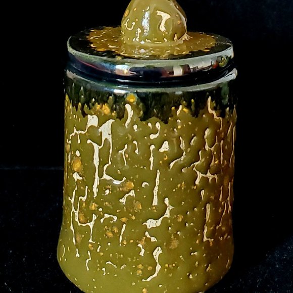 Handmade Small Ceramic Stash Jar with Elephant in Crackled Army Green Glaze with - Picture 4 of 13